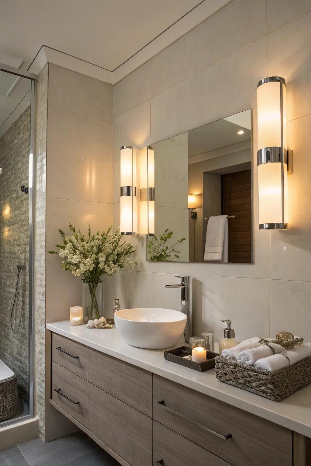 LED sconces provide energy-efficient and stylish lighting.
