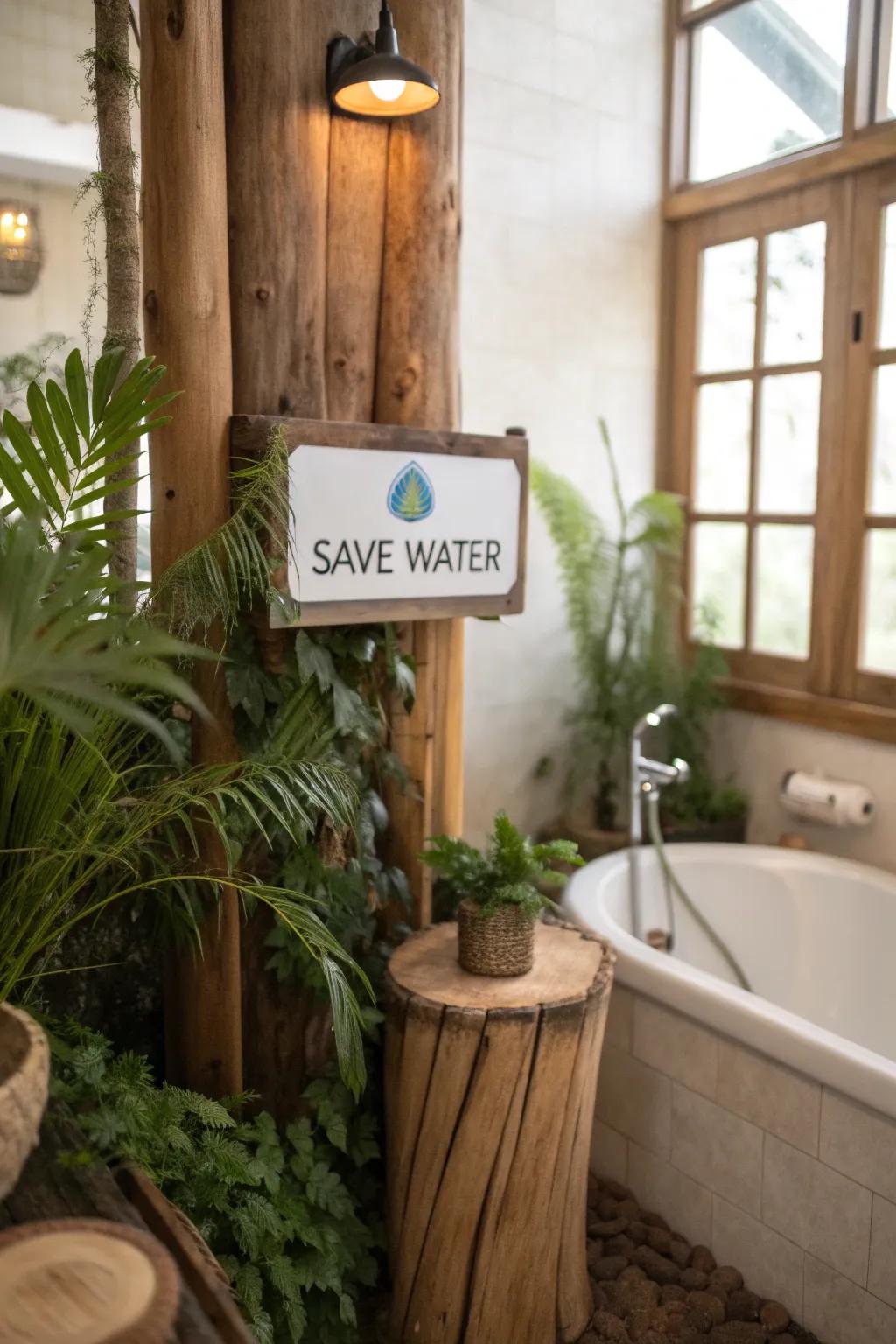 Push for eco-friendly habits with helpful signs.
