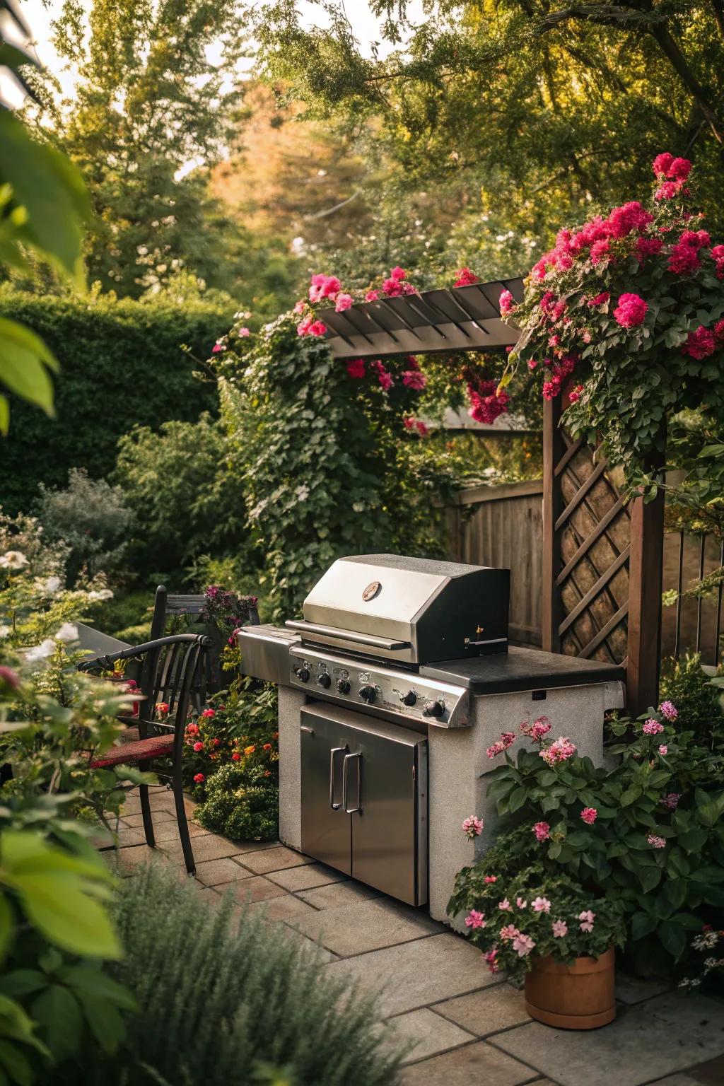 Garden grill for a natural cooking space.