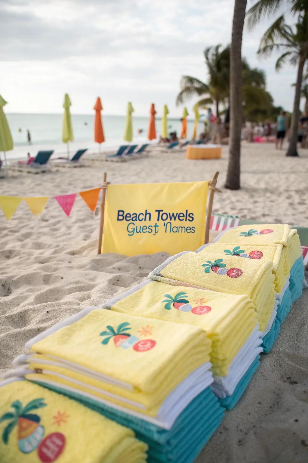 Bespoke beach wraps constitute pragmatic and unforgettable favors.