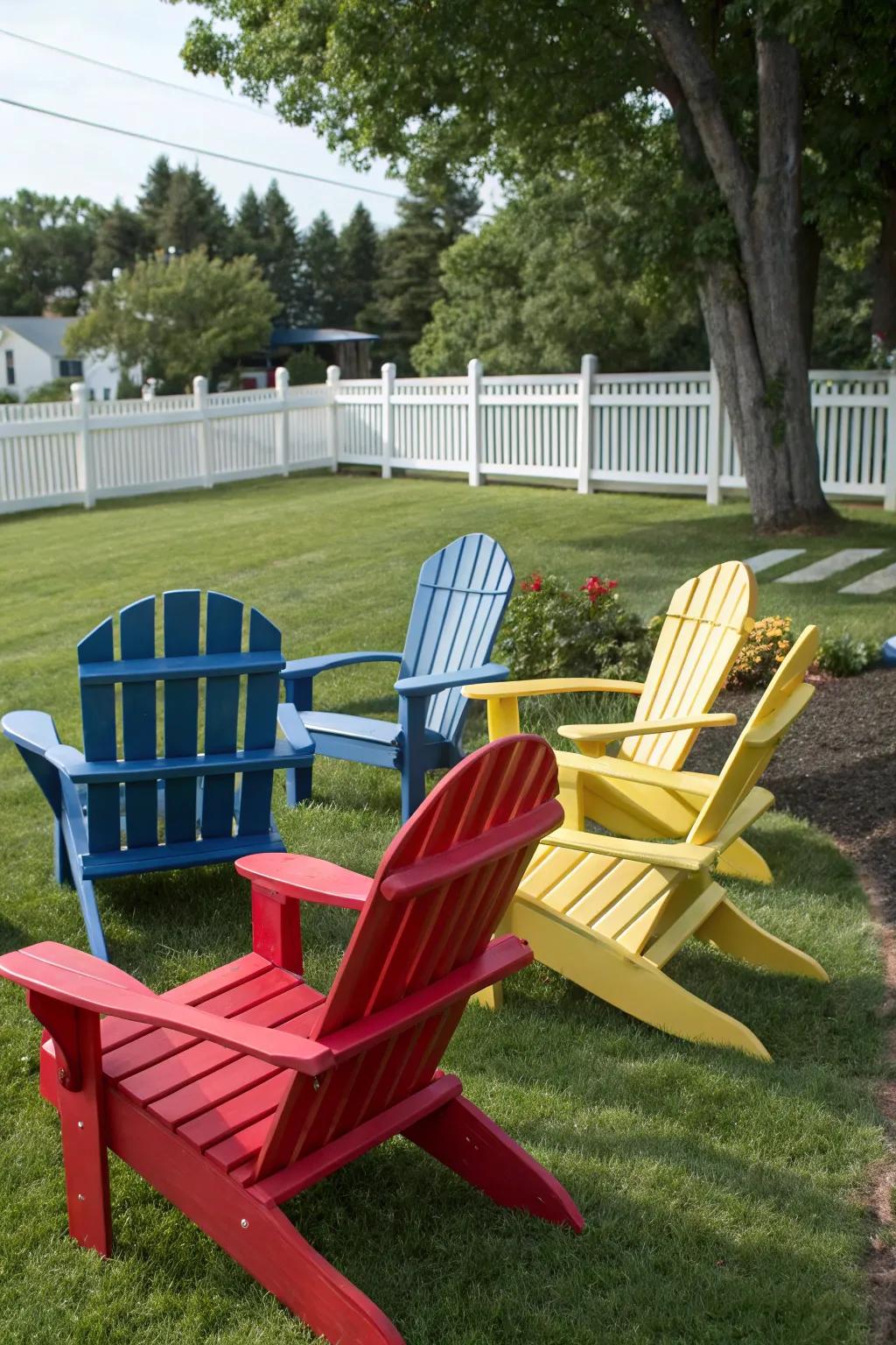 Deck chairs introduce comfort and a splash of brightness to any outdoor space.