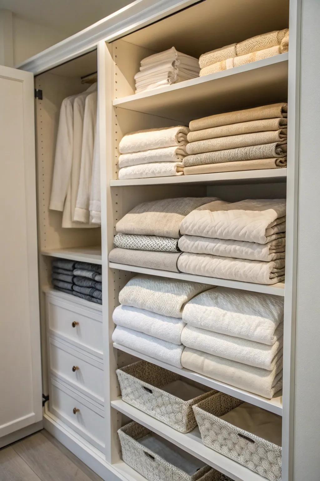 Sliding shelves provide effortless access and effective holding.
