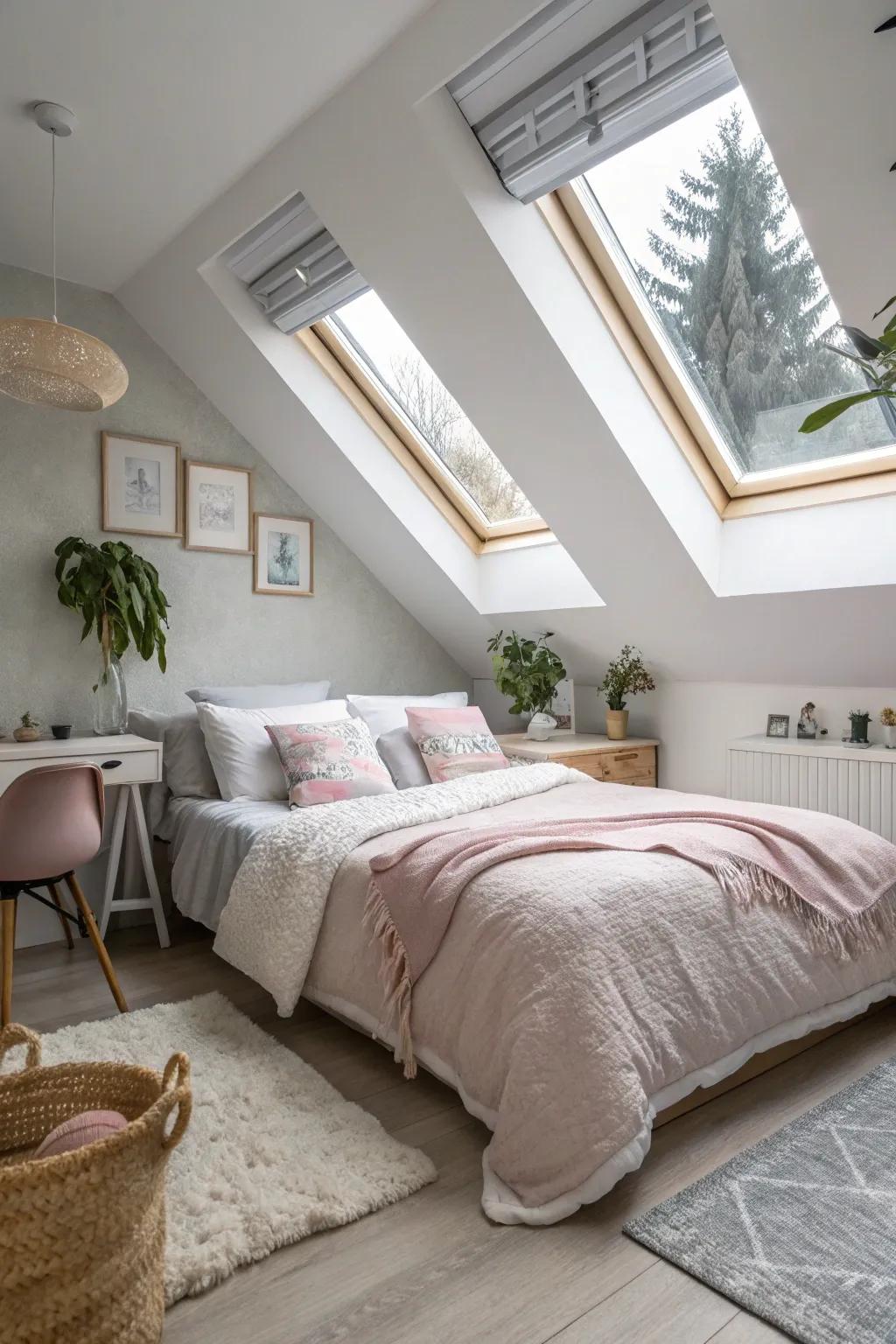 Skylights fill your loft with natural light and a hint of the sky.