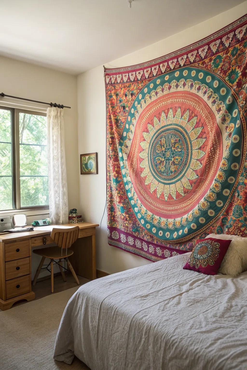A tapestry can give a hint of warmth and texture.