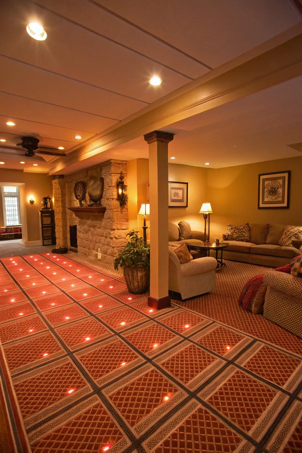 Radiant warming includes warmth and consolation to storm cellar floors.