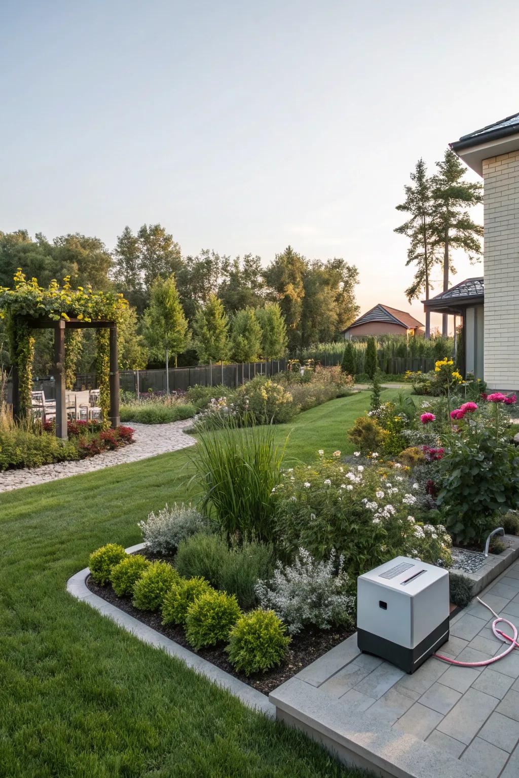 A smart garden system ensures a vibrant outdoor space by efficiently managing plant care.