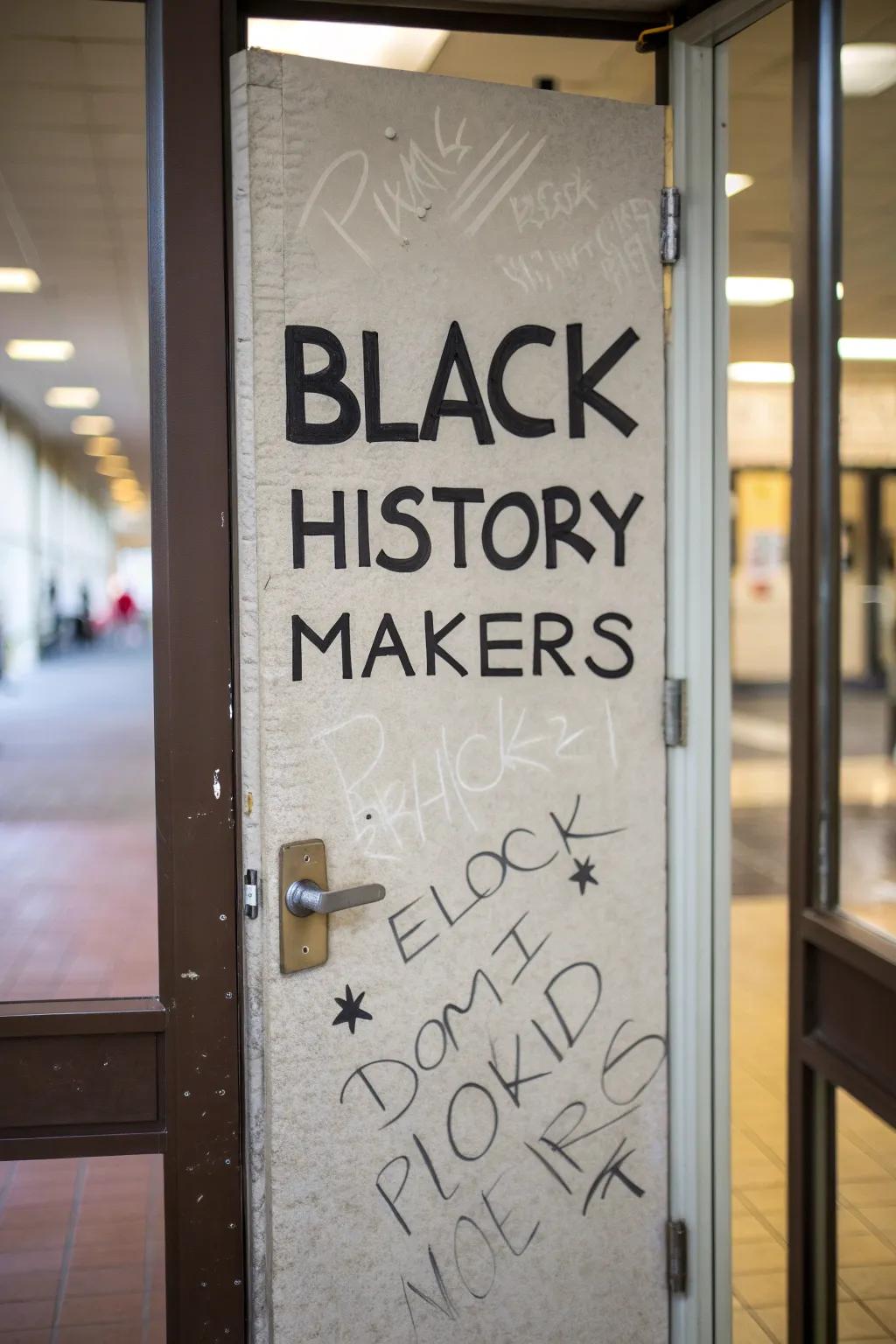 A door with sayings of change to inspire talks.