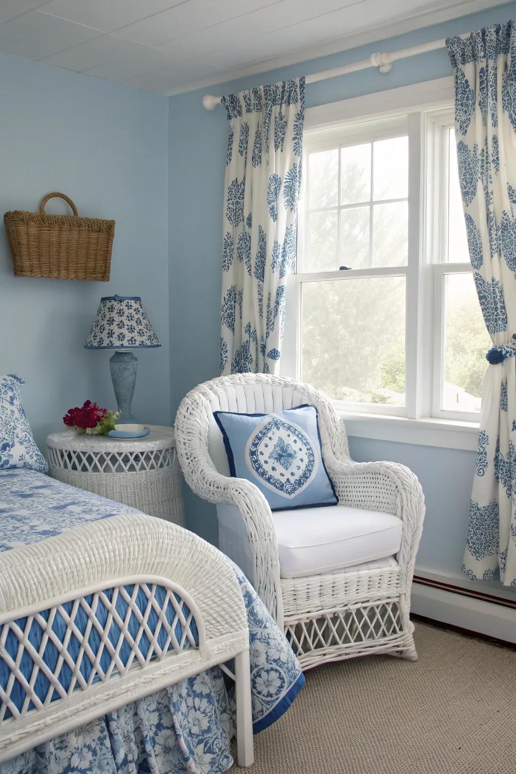 Ivory wicker furniture introduces a cozy and traditional feel.