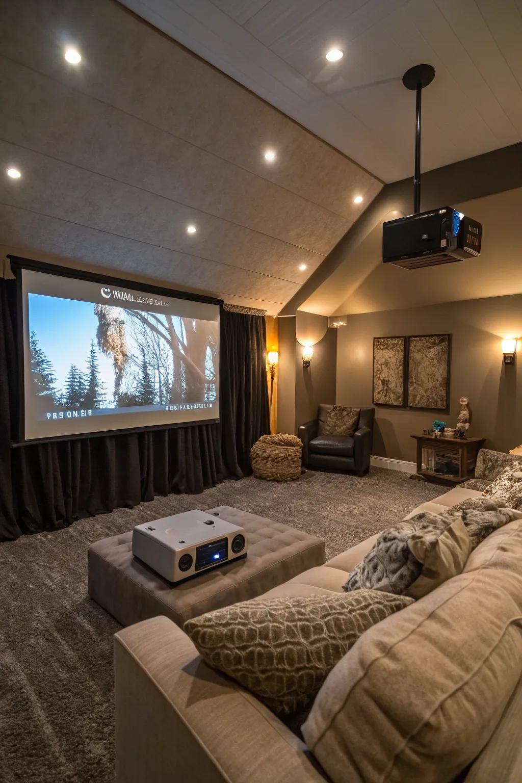 A movie projector transforms your bedroom into an at-home cinema.
