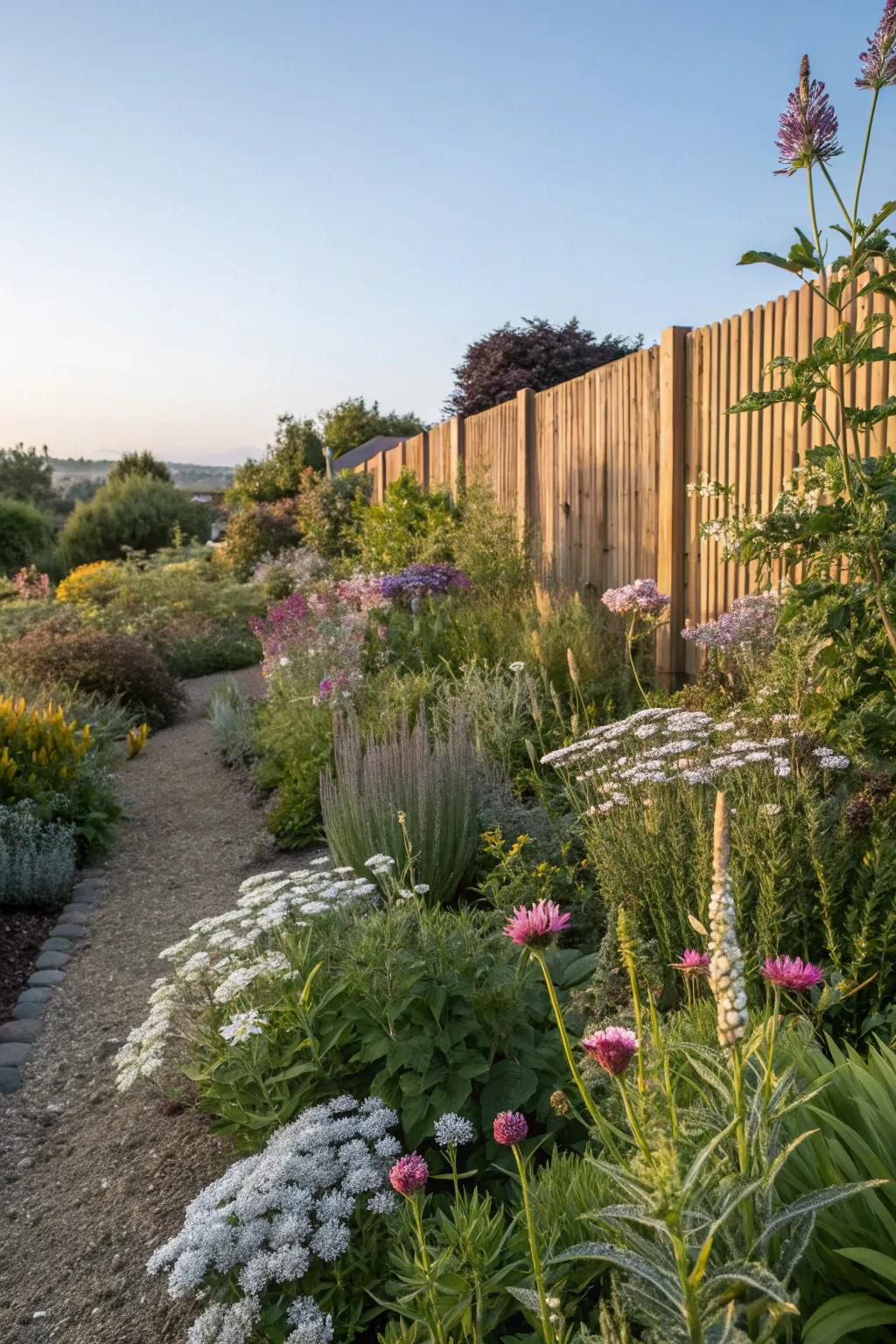 Easy-care garden border with indigenous flora.