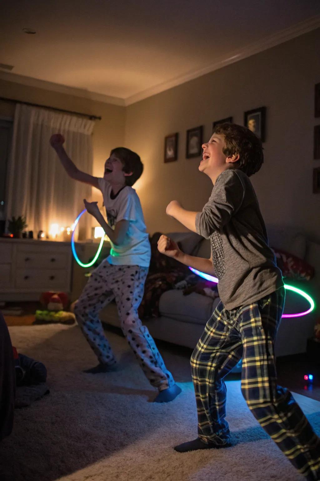 A glow stick dance party is a lively and entertaining event.