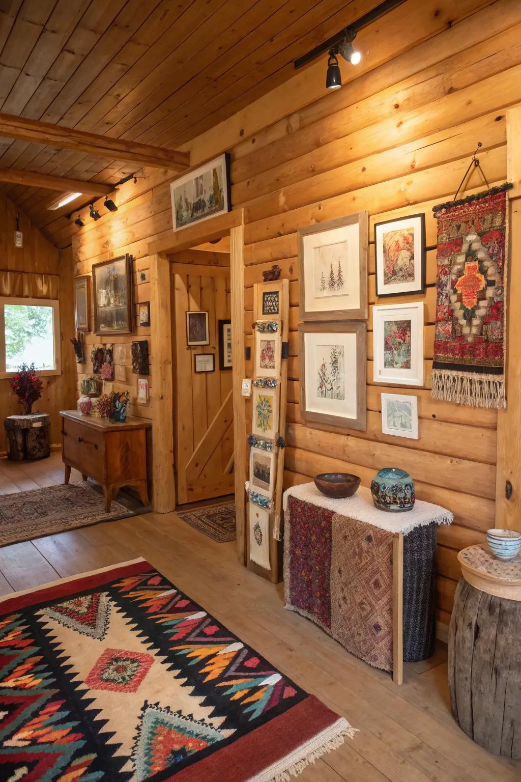 Artistic features enhancing cabin decor
