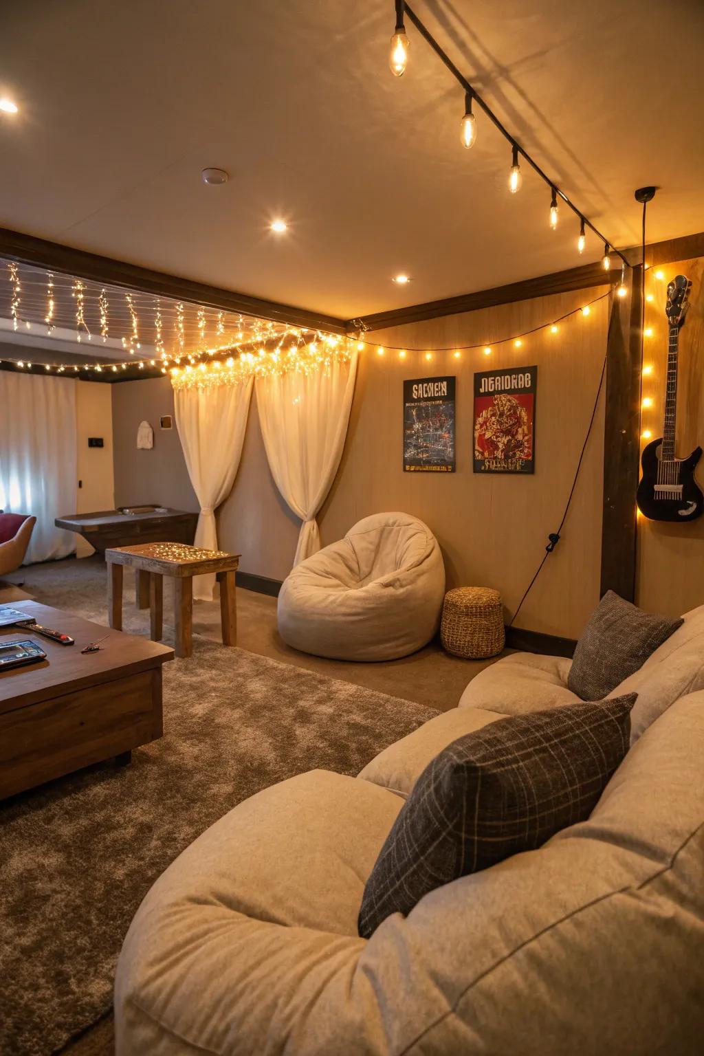 A relaxation zone furnishes an inviting escape within your gaming area.