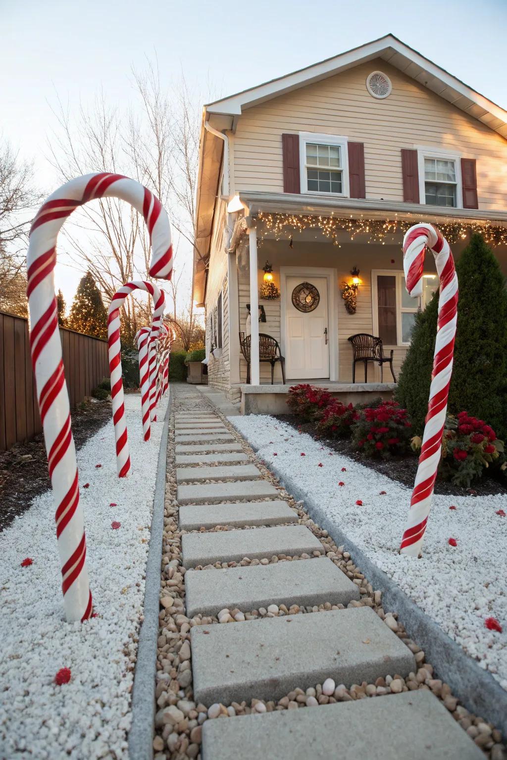 Guide guests with a candy cane pathway.