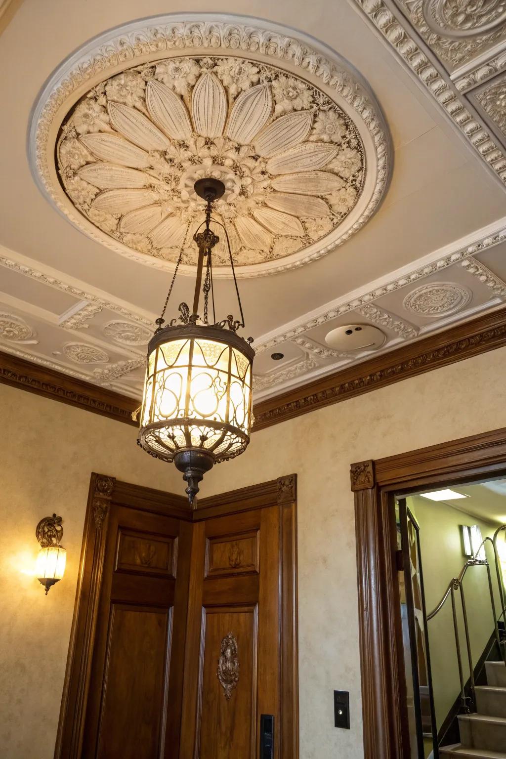 Frame your illumination through a sophisticated ceiling rosette.