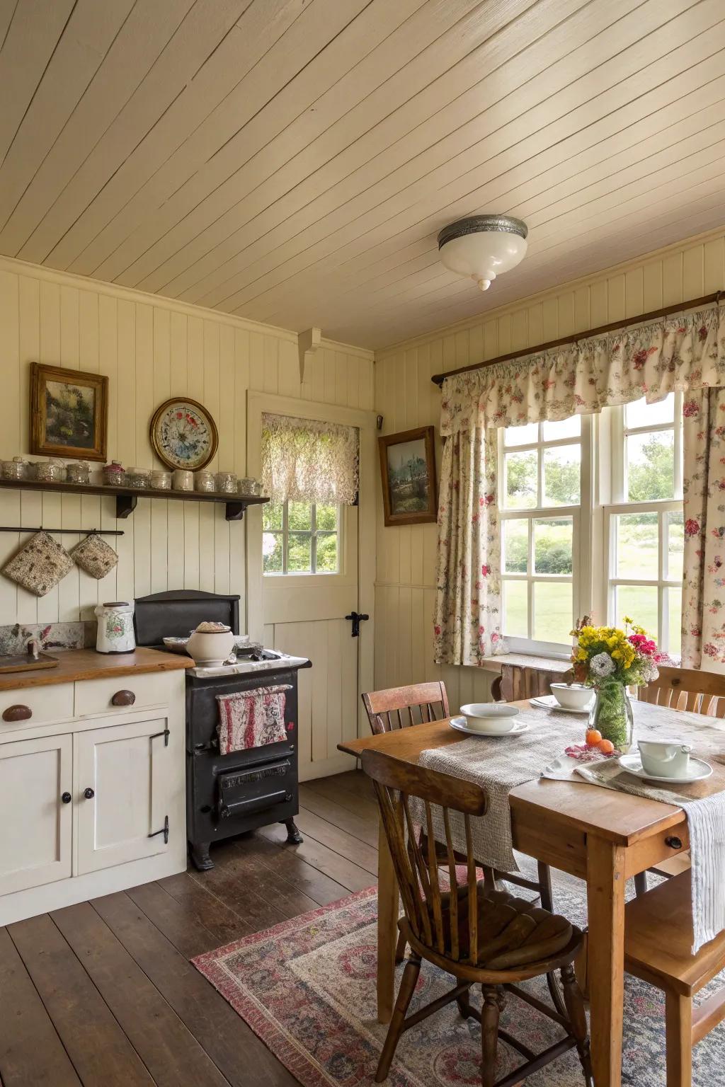 Introduce cottage charm with paneling design ceilings.
