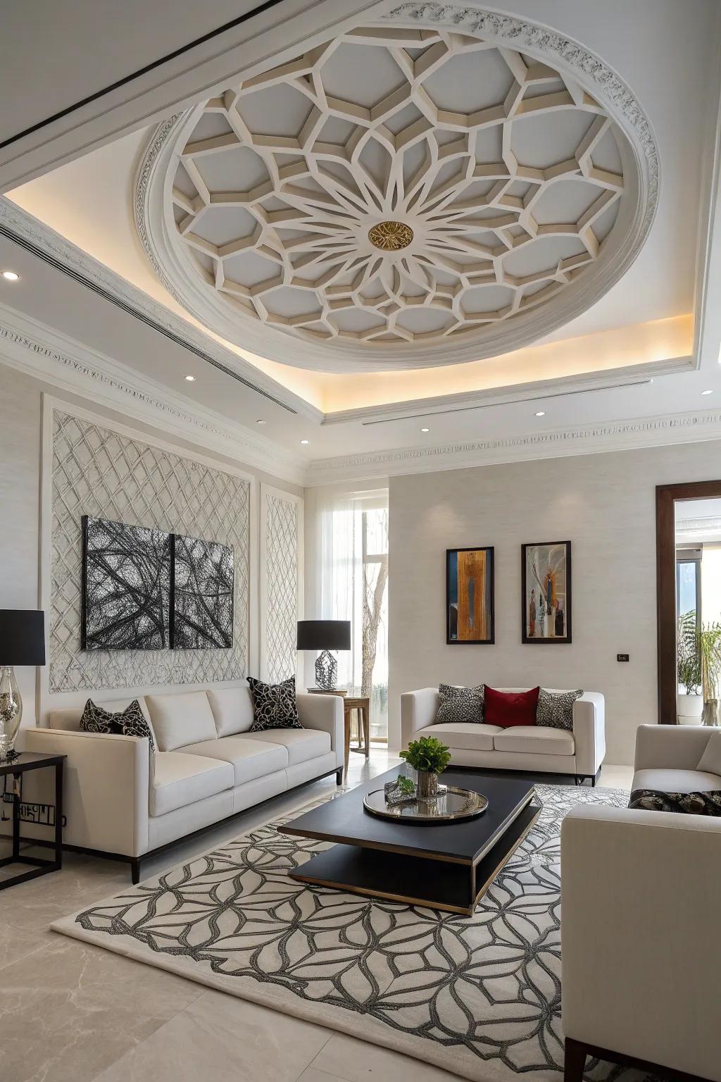 Geometric accents offer a modern twist.