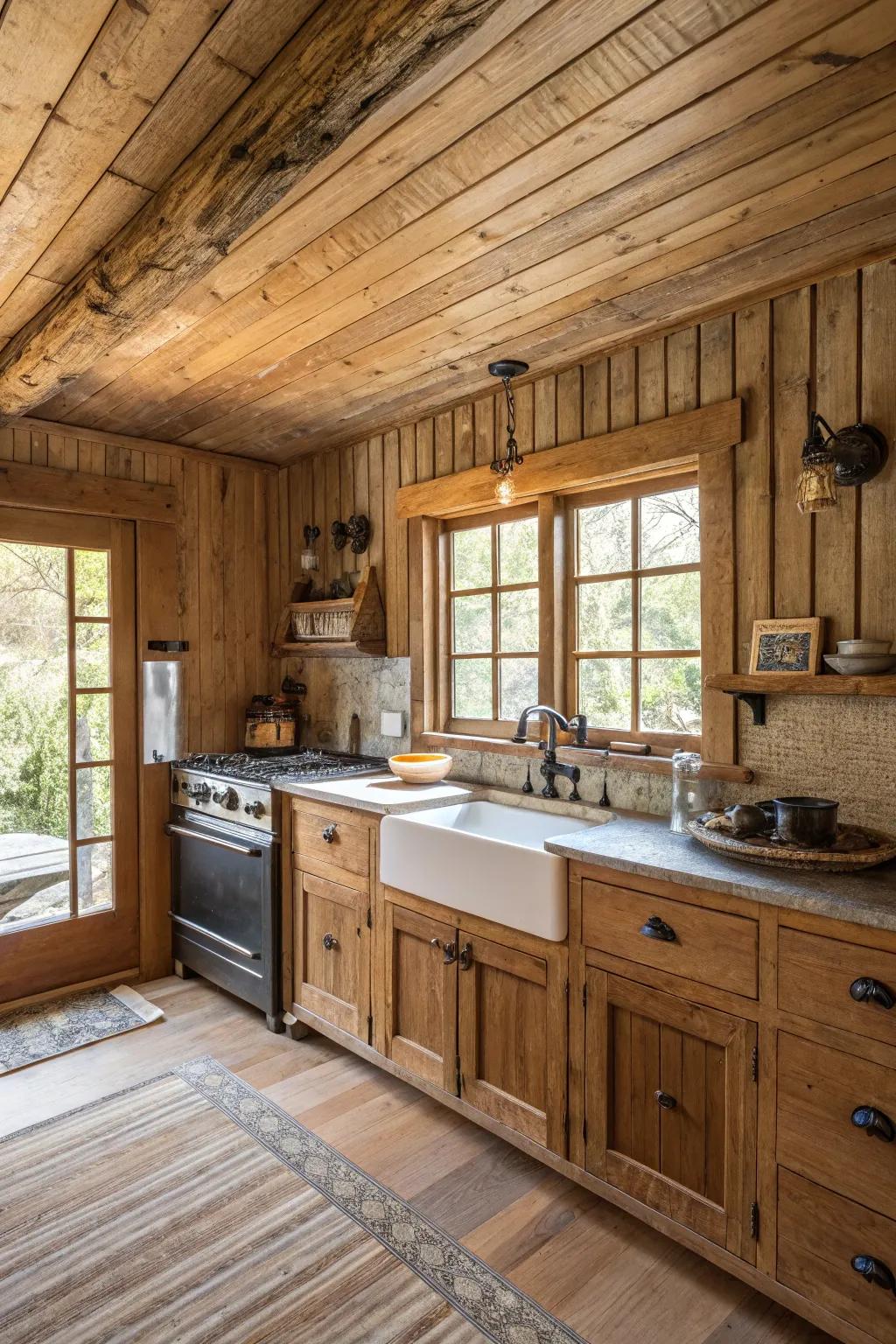 Add woodland charm with the textured appeal of slap brush ceilings.