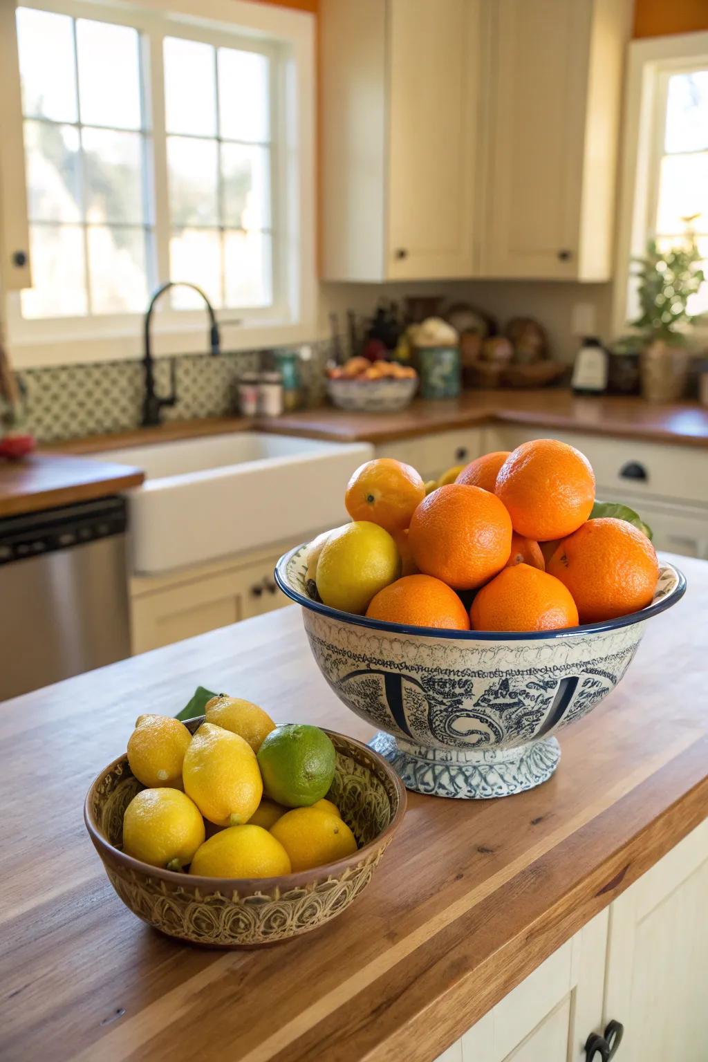 Add a splash of color with a bowl of fresh fruit.