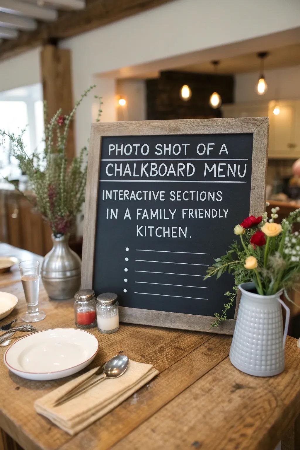 Hands-on sections on this chalkboard menu invite guests to add their own notes.