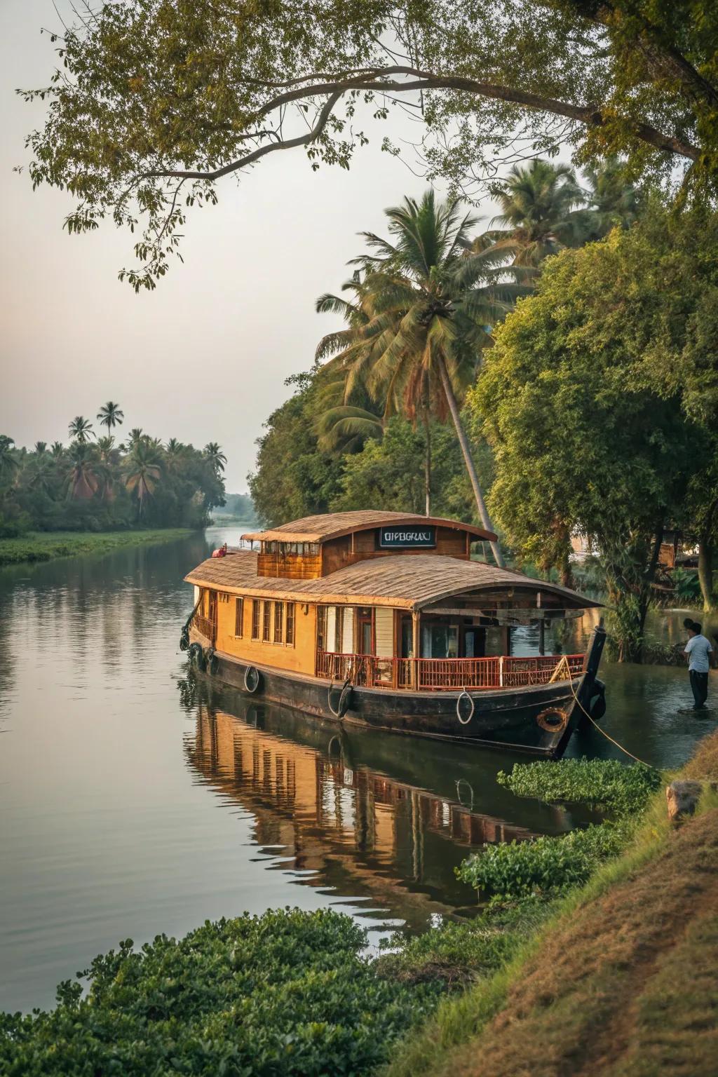 Charming floating abode offering a peaceful and unique living experience.