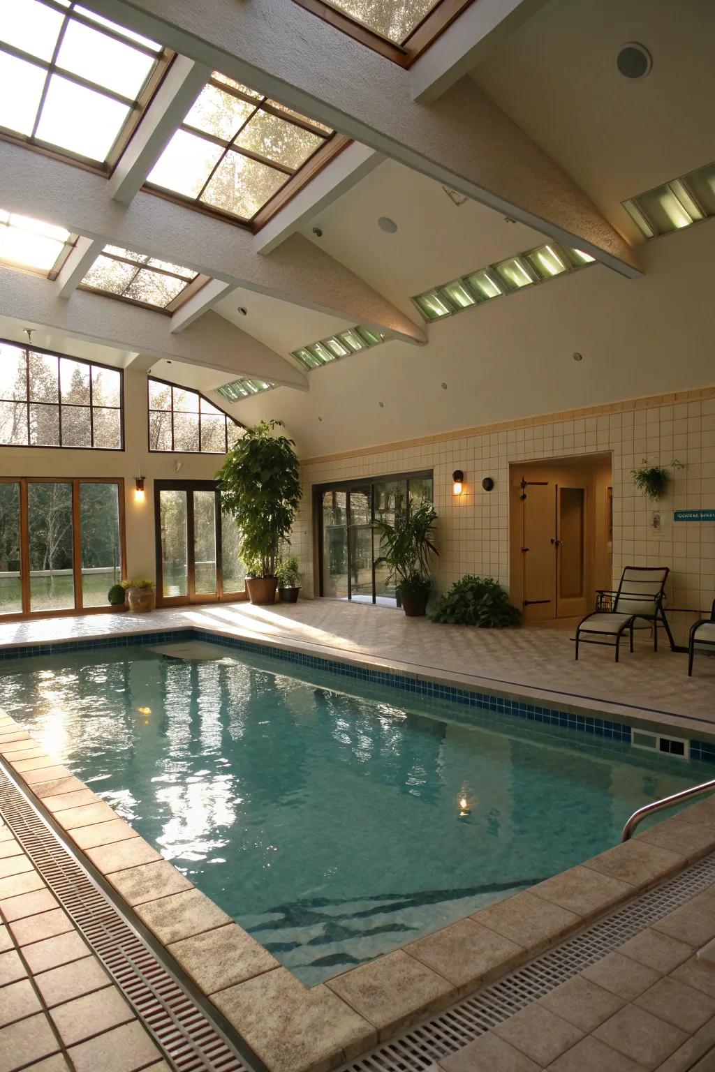 Your pool area can be transformed with natural light from skylights.