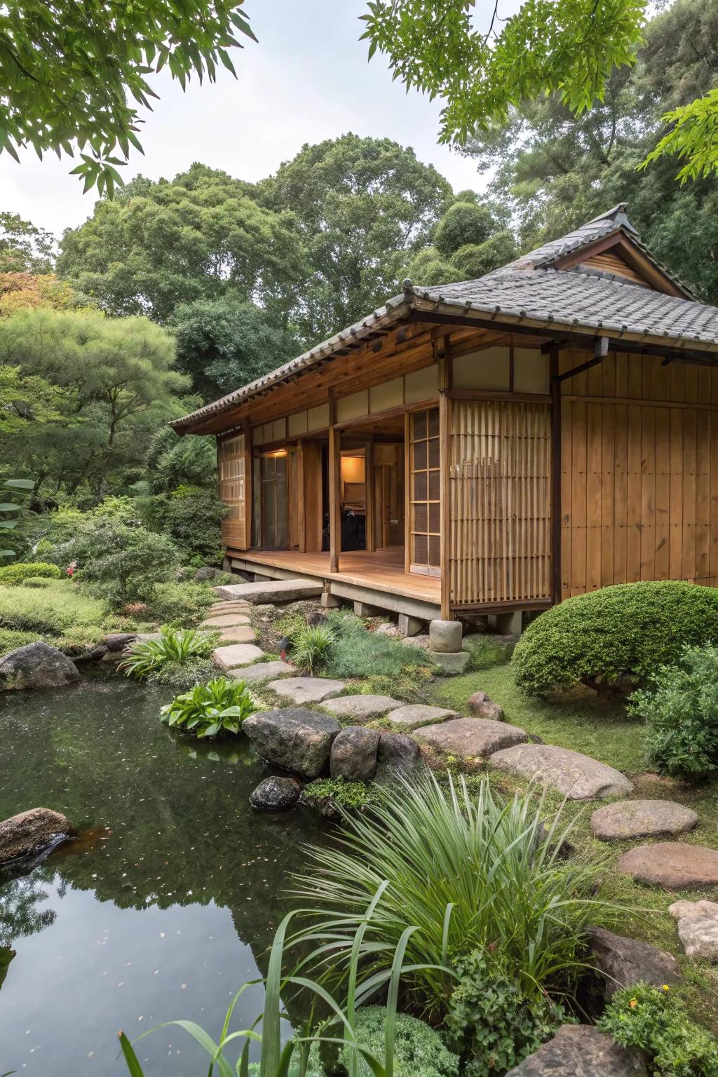 Cane siding provides a sustainable and tranquil home exterior.
