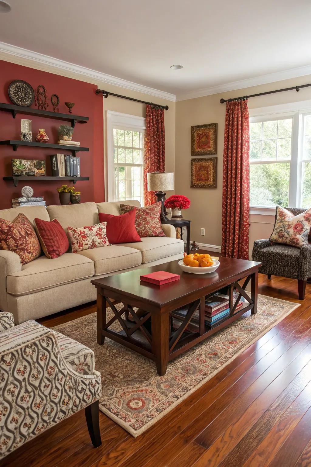 Striking accents fashion compelling focal points in the aesthetic.