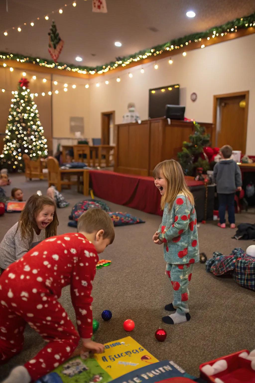A cozy pajama party brings joy and laughter to children.