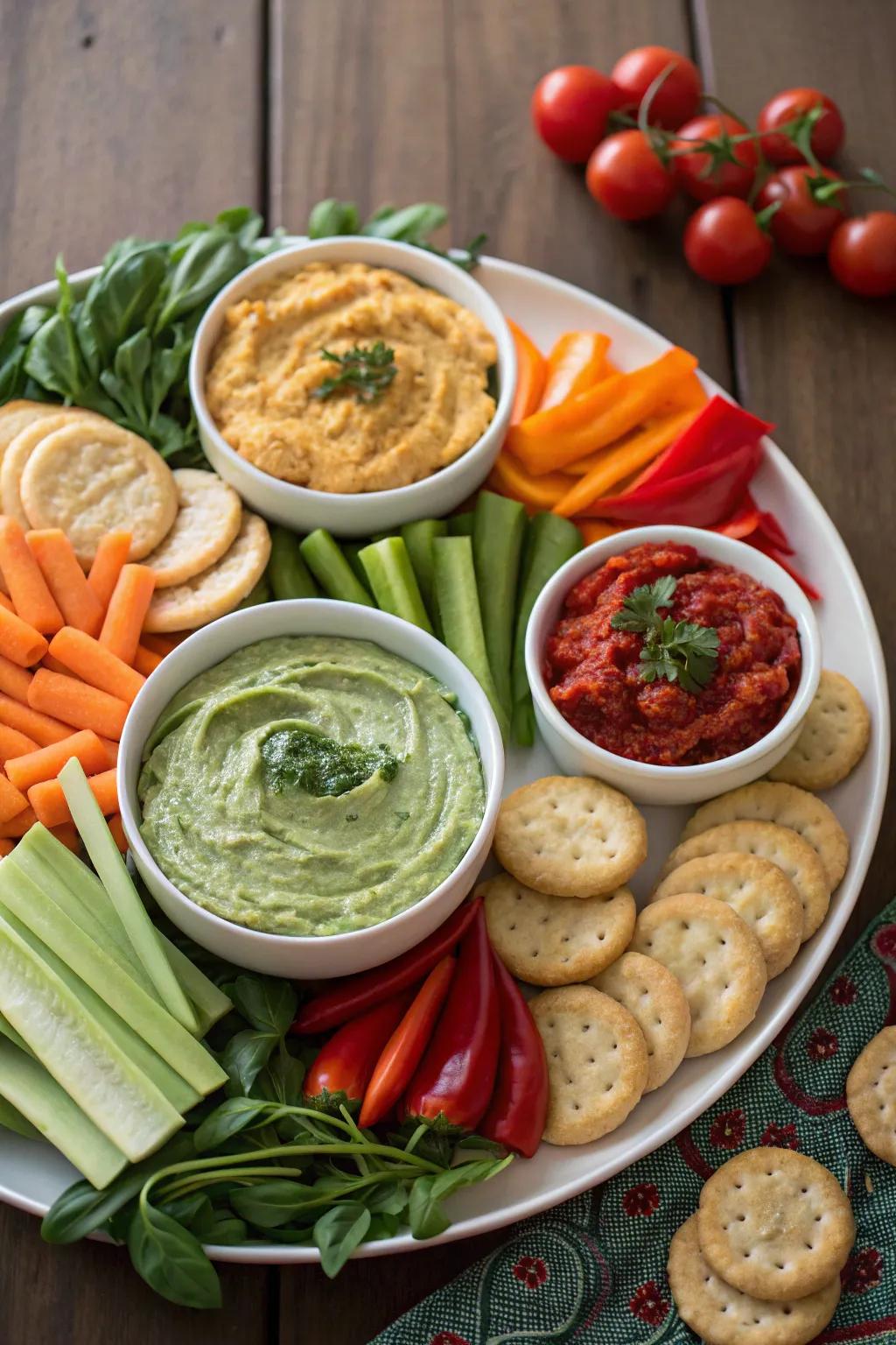 Trio of celebratory sauces and spreads.