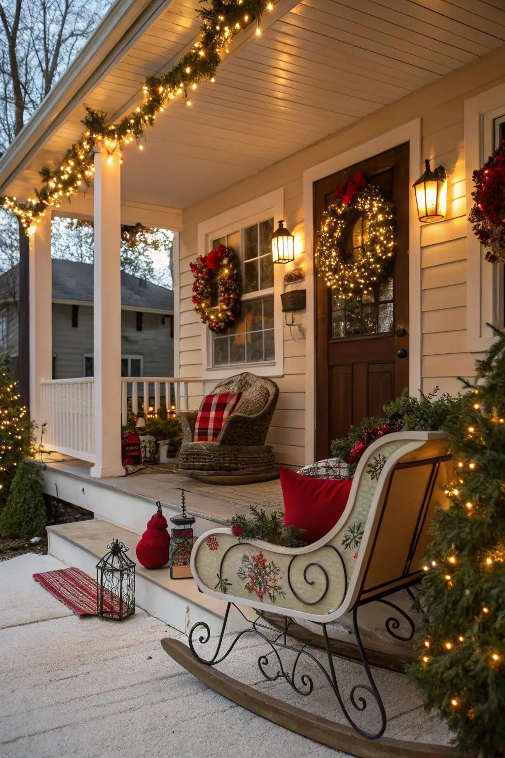 Sleds bring a playful, nostalgic element.