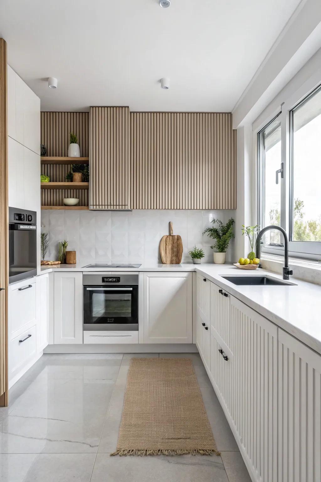 Fluted backsplash adds subtle texture to this traditional kitchen.