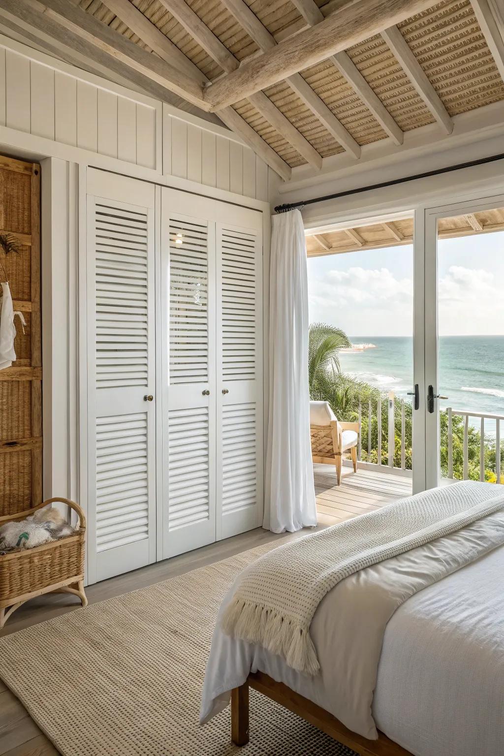The louvered design merges elegance with functionality.
