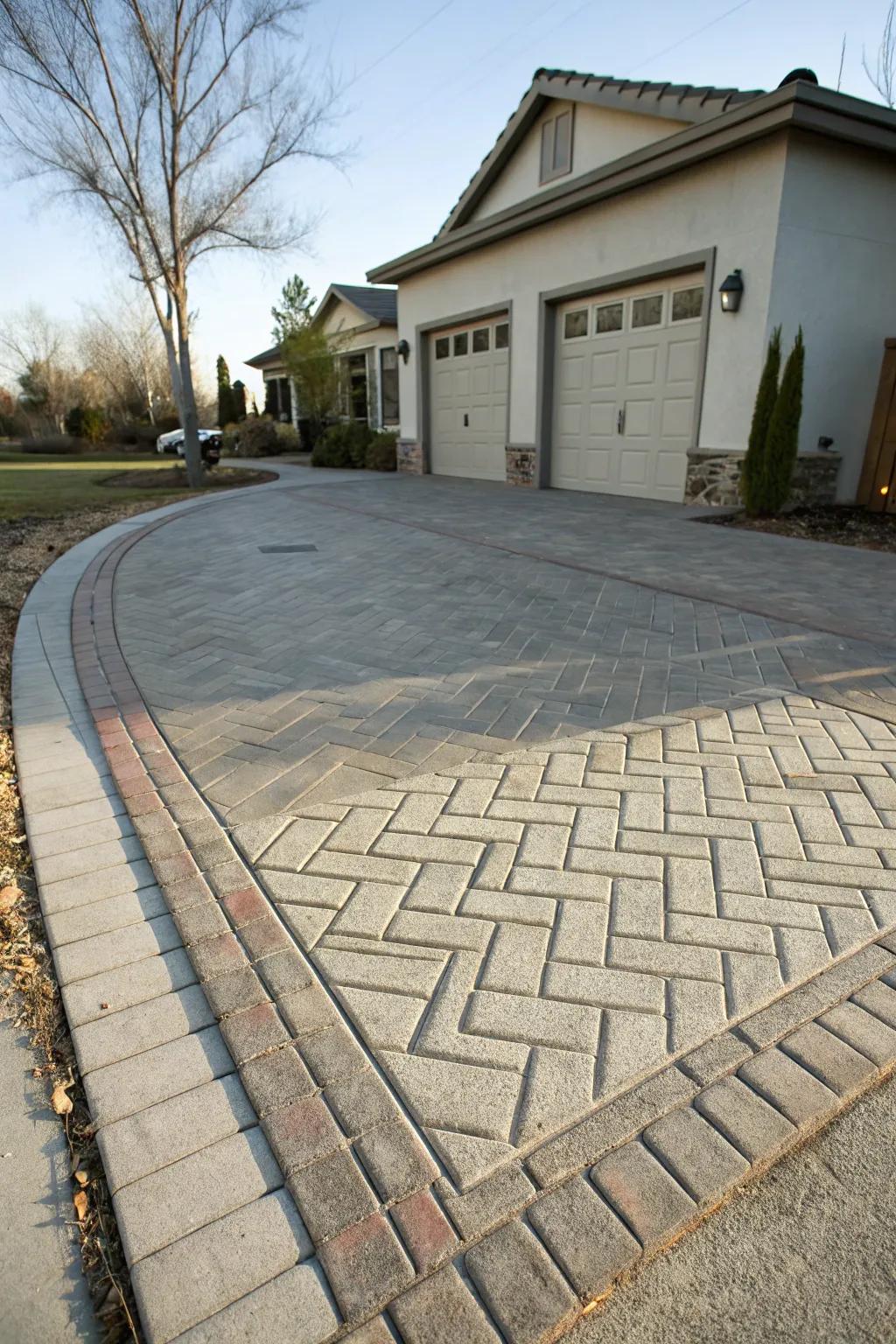 A classic brick layout bringing timeless charm to this driveway.