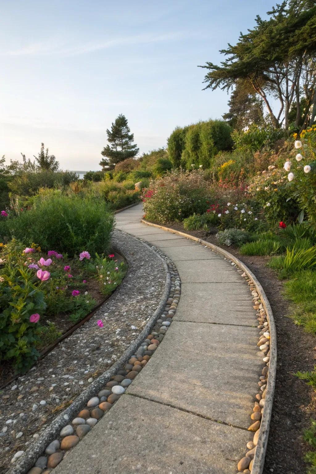 Rugged exposed aggregate adds texture and style.