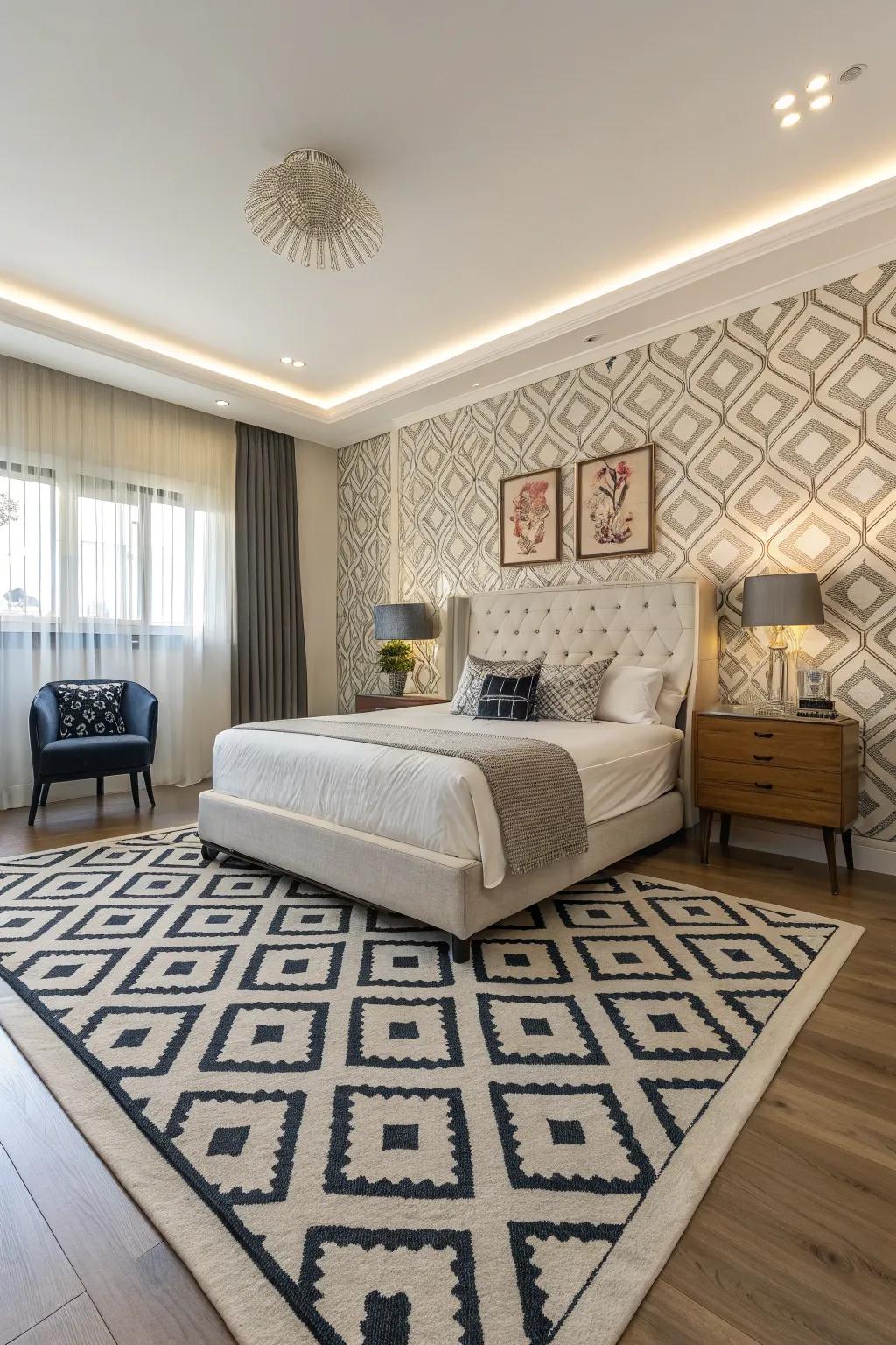 Shape designs energize your bedroom with modern flair.