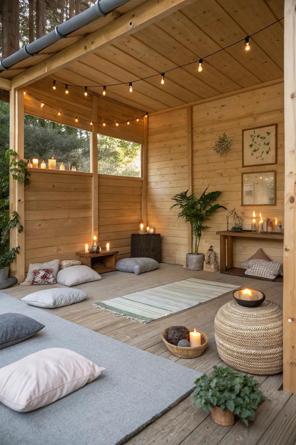 Find peace within in a shed meditation sanctuary.