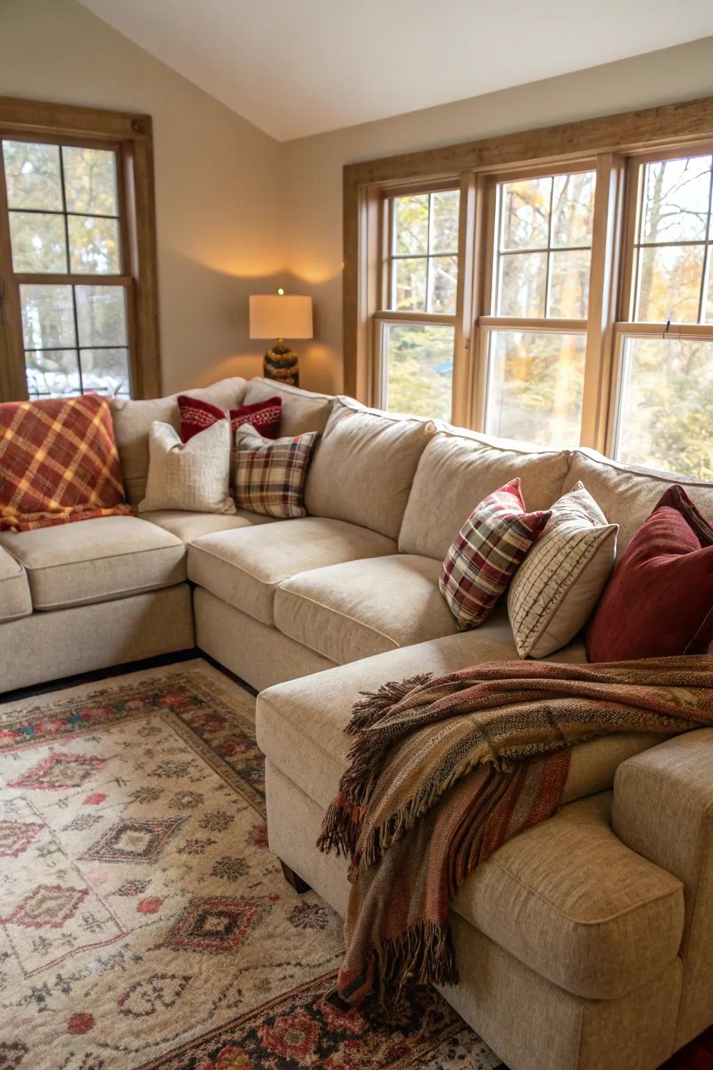 A sectional sofa sets the stage for relaxation and gathering.