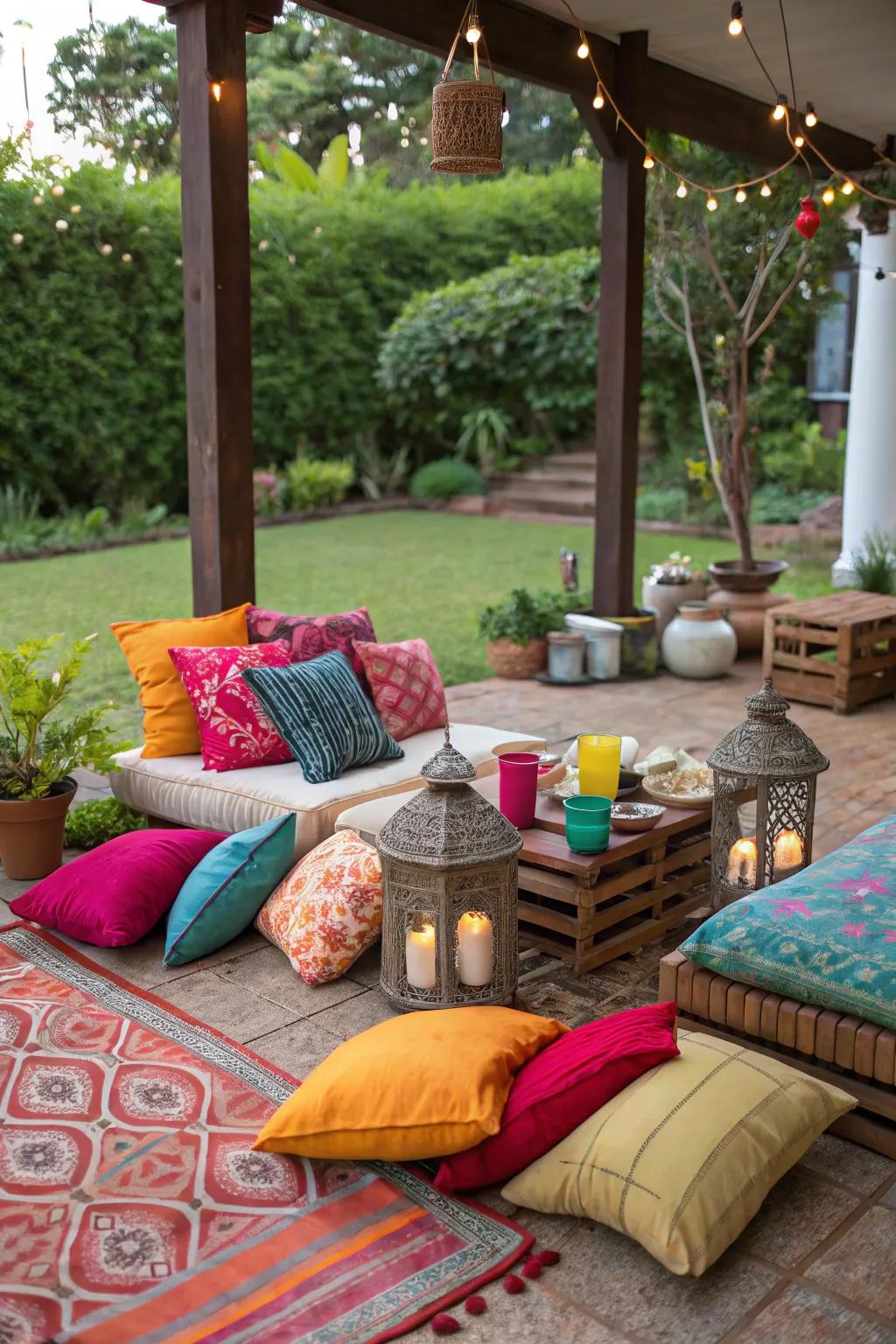 Vibrant decor infuses vibrancy into your patio.