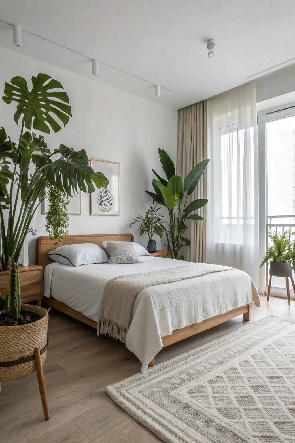 Fewer, bigger plants create a minimalist yet significant statement.