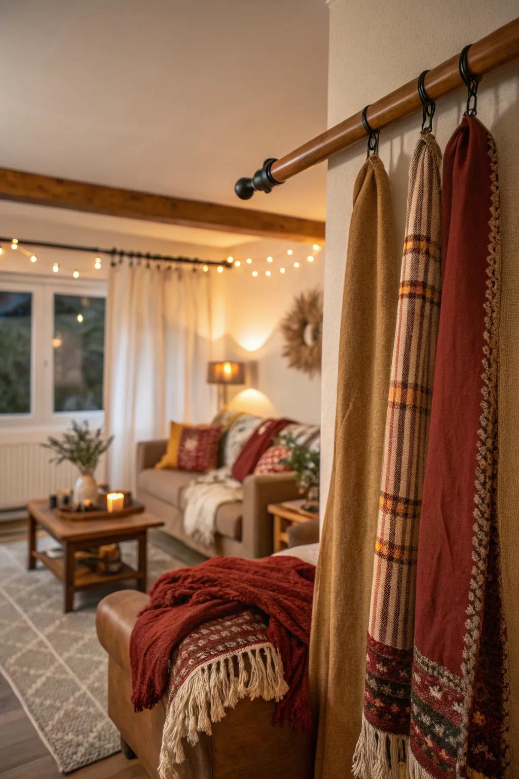 Wooden curtain rods add a touch of natural warmth to your home.