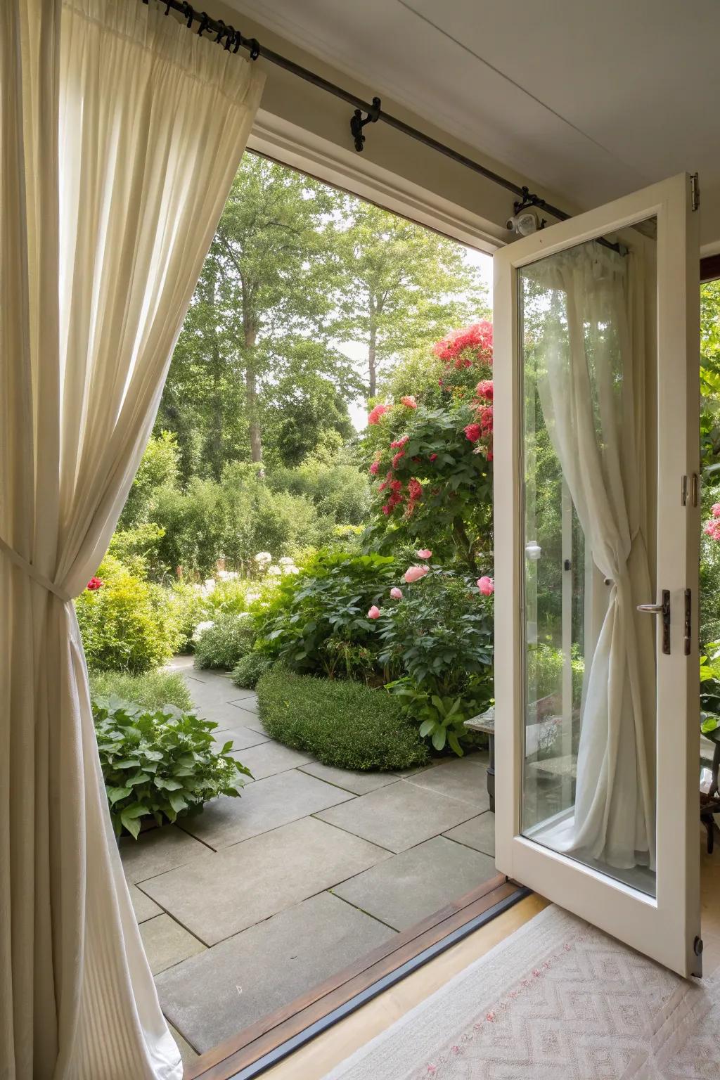 Coverings can create a smooth transition between indoor comfort and outdoor beauty.