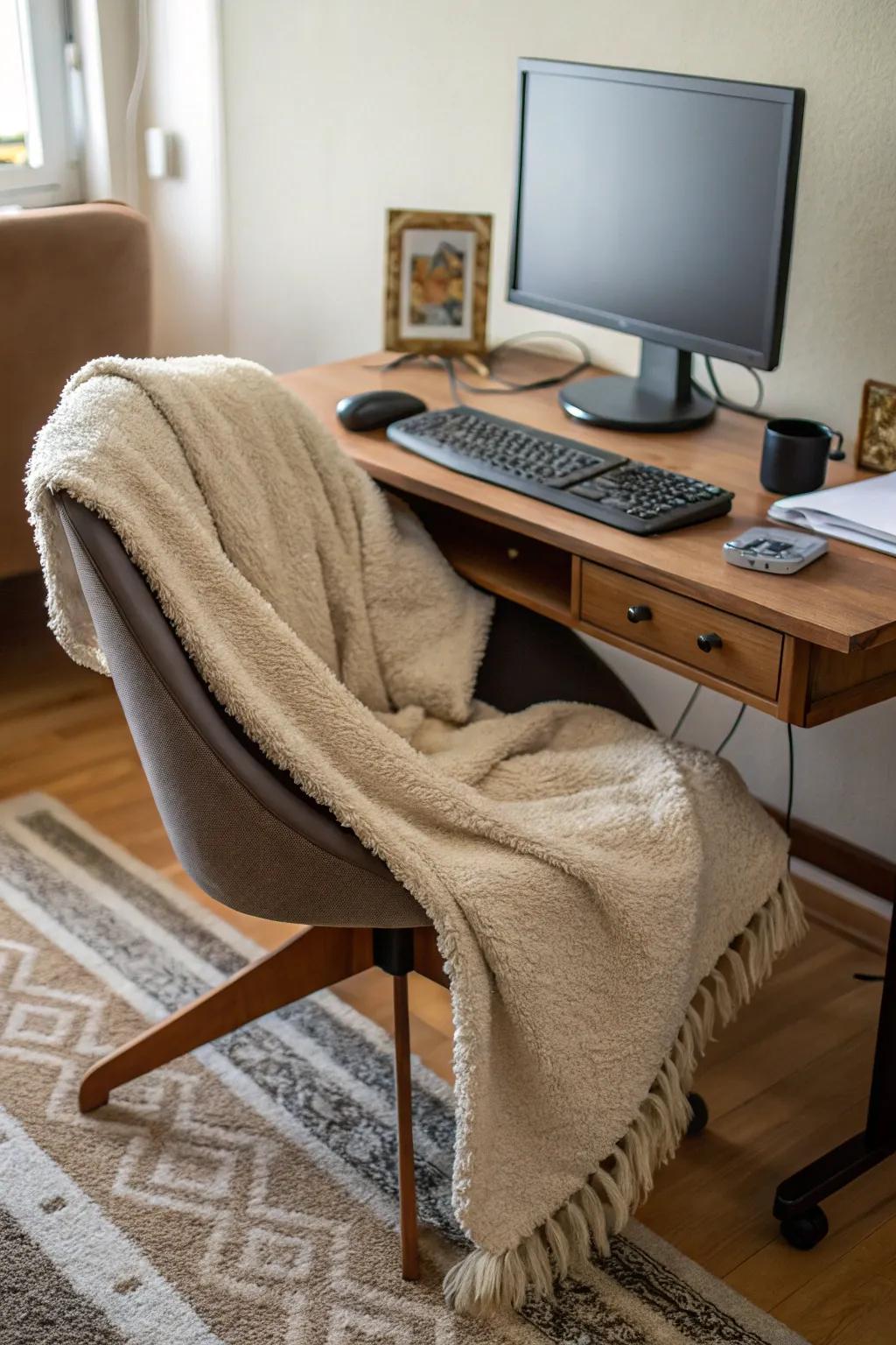 Warmth creates a snug and inviting workspace.