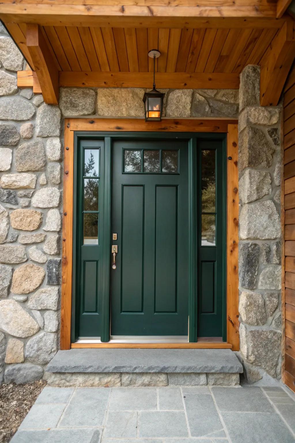 Organic materials create a steady and welcoming entrance.