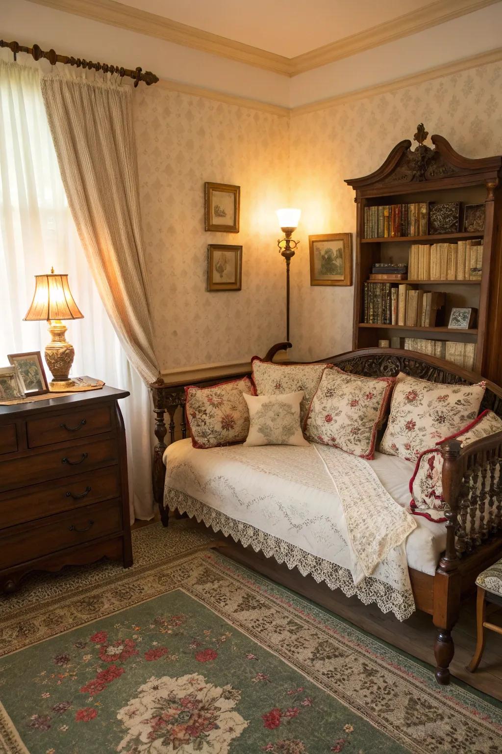 A vintage daybed design that emanates timeless elegance and charm.