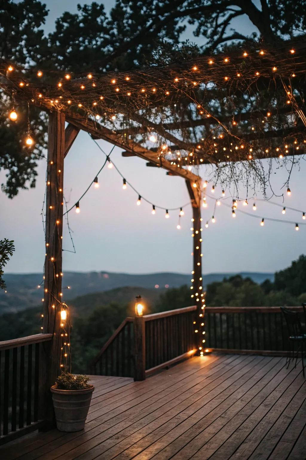 A string light covering transforms your deck into an enchanting retreat.