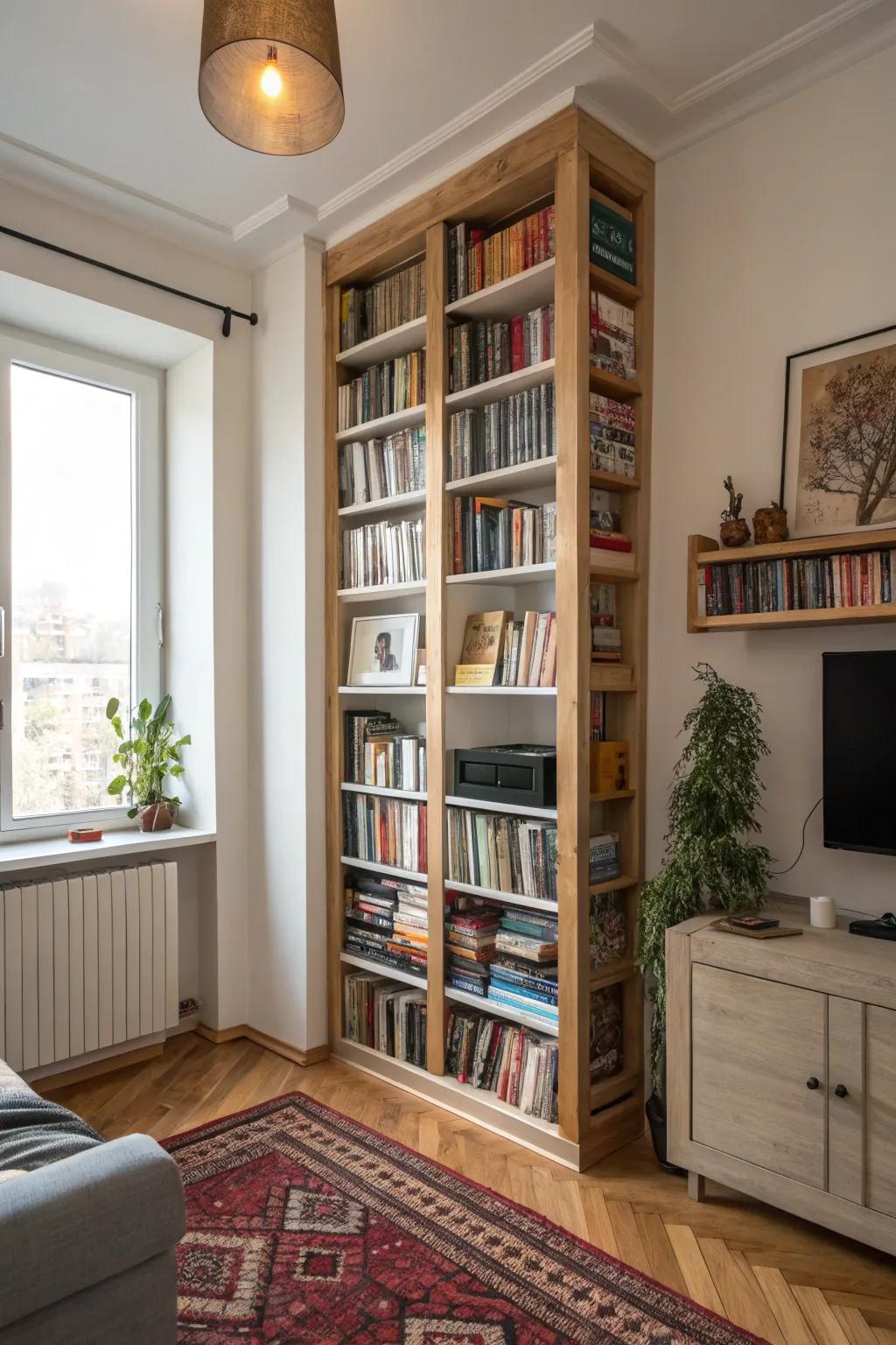 High shelving can increase storage without using floor area.