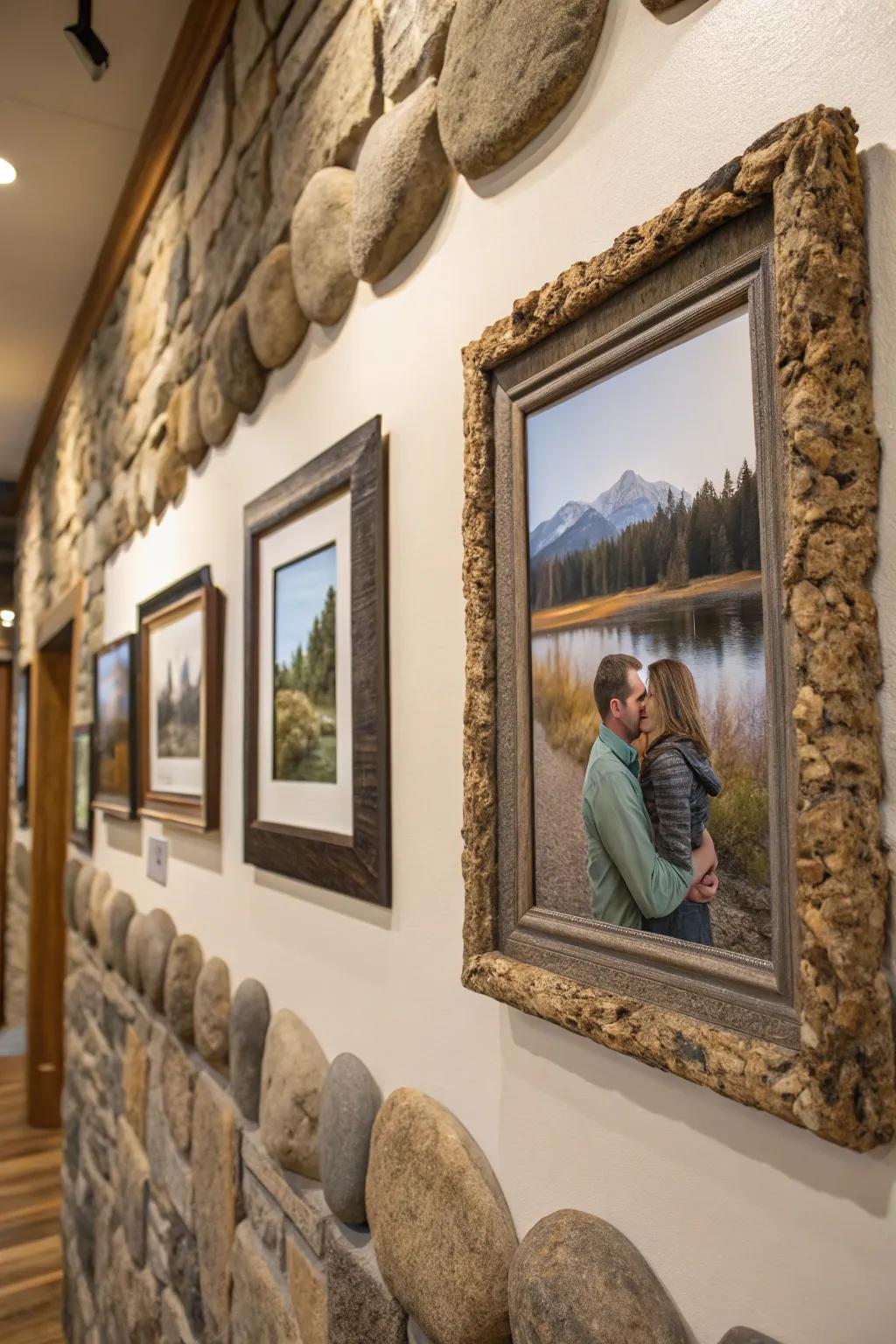 Give your photos a countryside charm with stone-adorned frames.