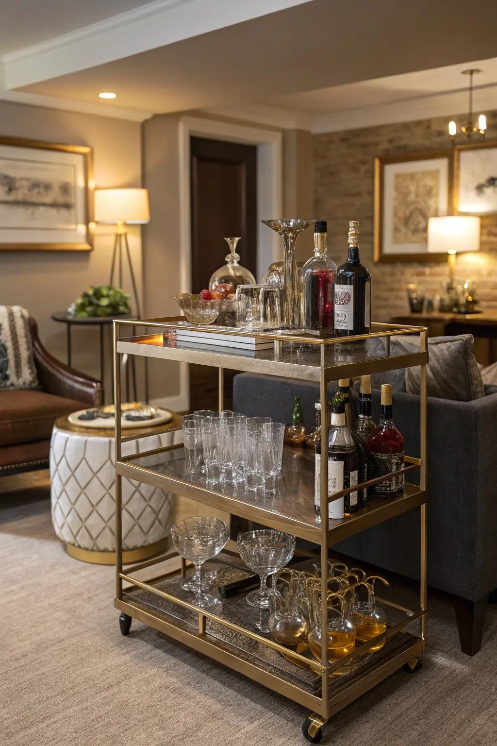 An indoor bar adds a touch of elegance for socializing.