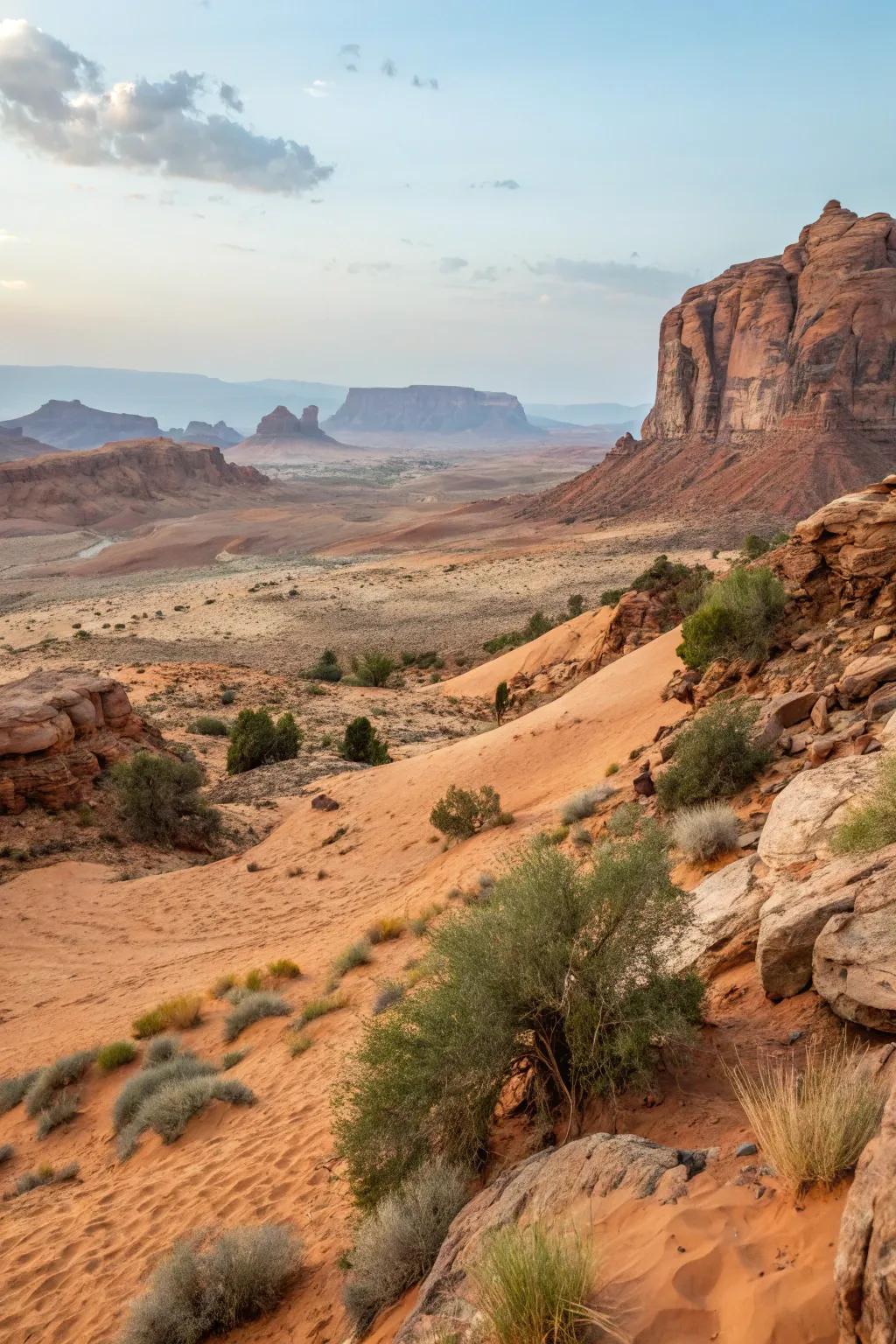 A harmonious desert garden featuring a cohesive earthy color palette.